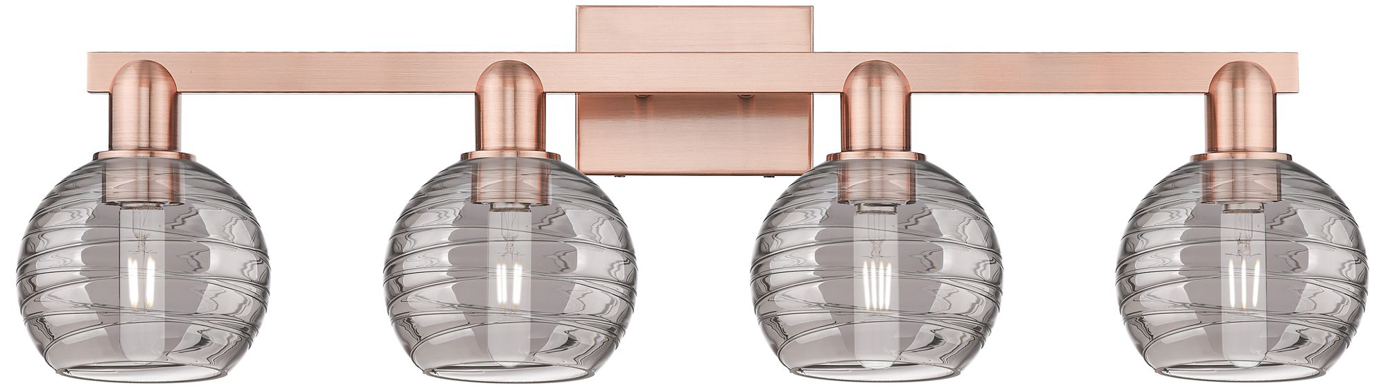 Athens Deco Swirl 36"W 4 Light Copper Bath Light With Light Smoke Shad