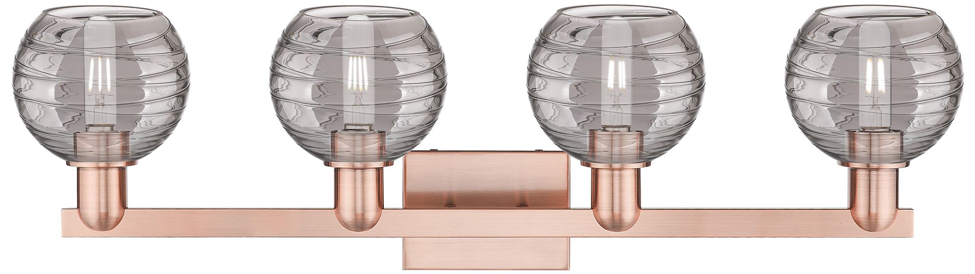 Image 2 Athens Deco Swirl 36"W 4 Light Copper Bath Light With Light Smoke Shad more views