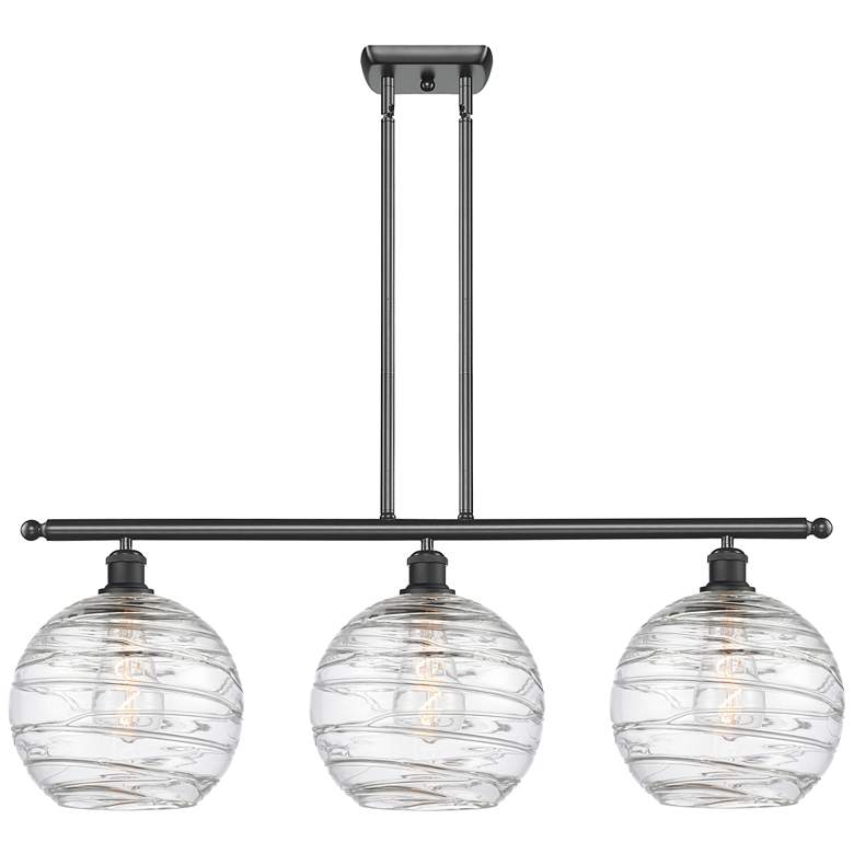 Image 1 Athens Deco Swirl 36"W Matte Black 3-Light Island Pendant