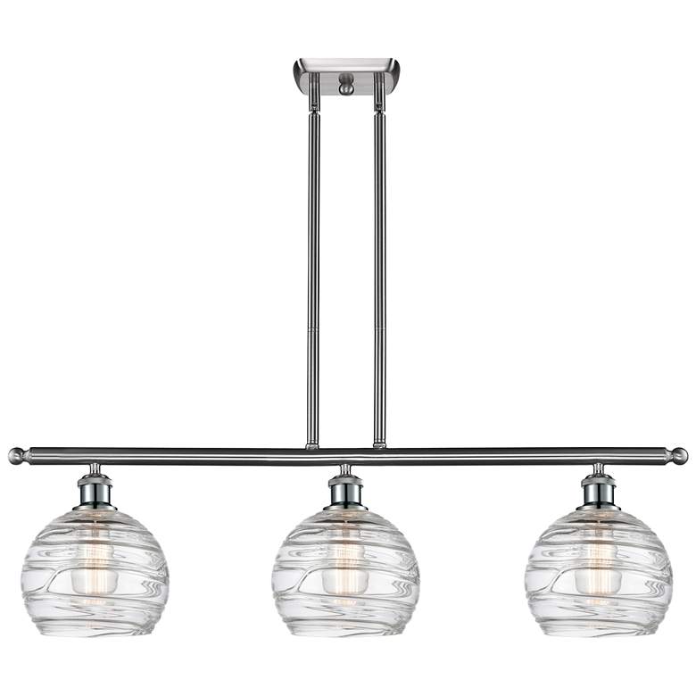 Image 1 Athens Deco Swirl 36"W Satin Nickel 3-Light Island Pendant
