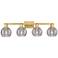 Athens Deco Swirl 36"W 4 Light Brass Bath Light w/ Smoke Shade