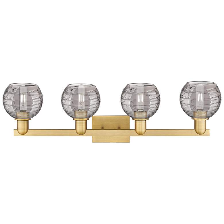 Image 2 Athens Deco Swirl 36"W 4 Light Brass Bath Light w/ Smoke Shade more views
