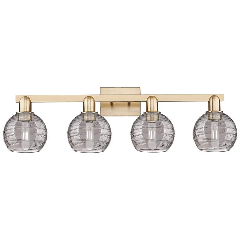 Image 1 Athens Deco Swirl 36"W 4 Light Bronze Bath Light w/ Smoke Swirl Shade