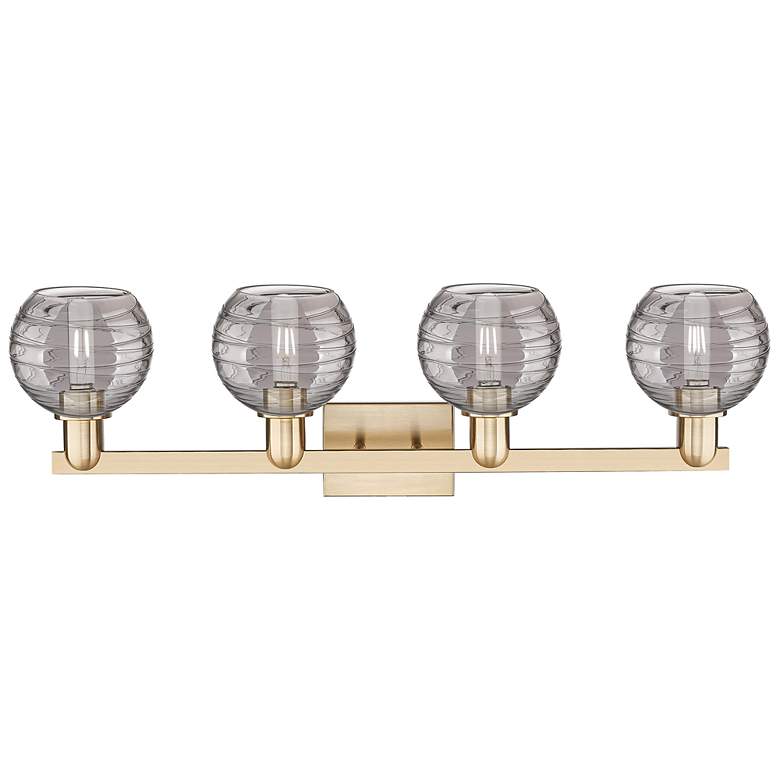 Image 2 Athens Deco Swirl 36"W 4 Light Bronze Bath Light w/ Smoke Swirl Shade more views