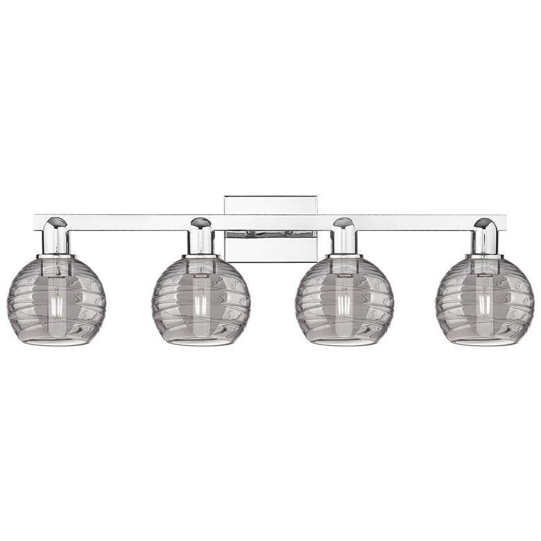 Image 1 Athens Deco Swirl 36"W 4 Light Chrome Bath Light w/ Smoke Swirl Shade