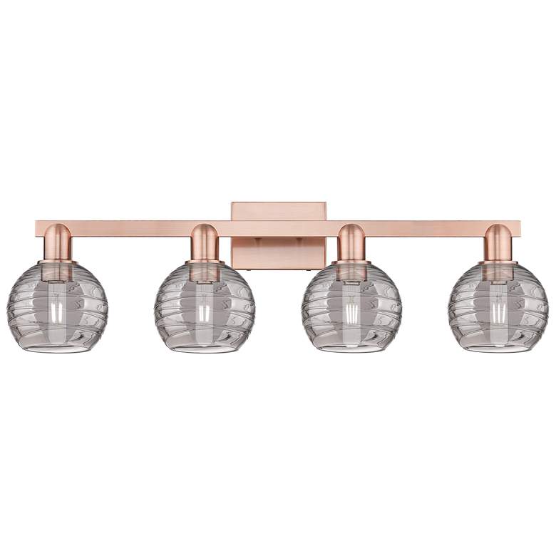 Image 1 Athens Deco Swirl 36"W 4 Light Copper Bath Light With Light Smoke Shade