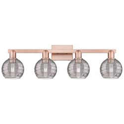Athens Deco Swirl 36"W 4 Light Copper Bath Light With Light Smoke Shade
