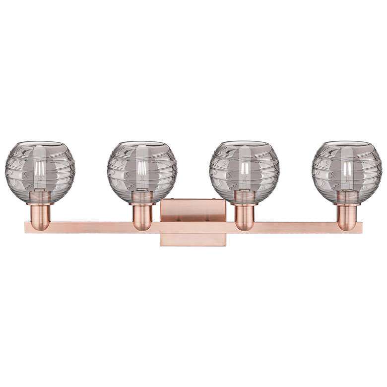 Image 2 Athens Deco Swirl 36"W 4 Light Copper Bath Light With Light Smoke Shade more views