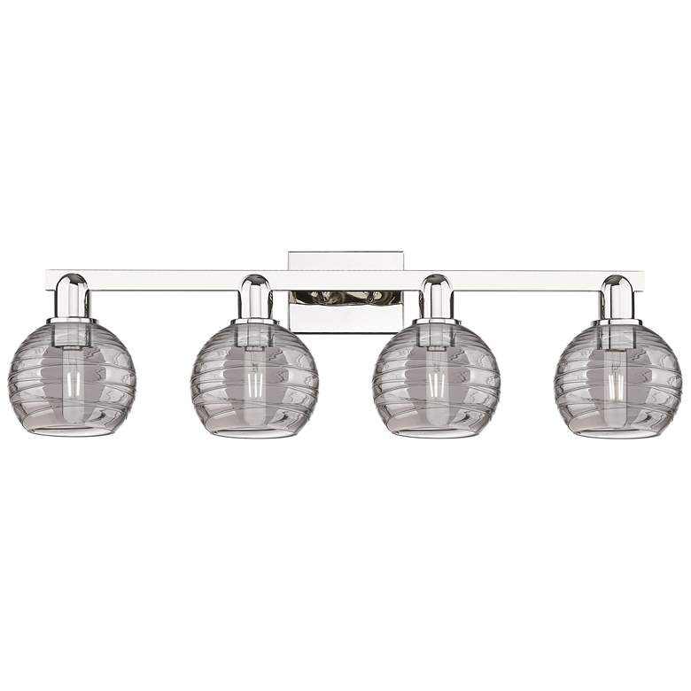 Image 1 Athens Deco Swirl 36"W 4 Light Nickel Bath Light w/ Smoke Swirl Shade