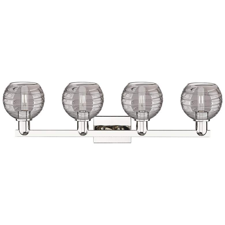 Image 2 Athens Deco Swirl 36"W 4 Light Nickel Bath Light w/ Smoke Swirl Shade more views