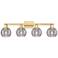 Athens Deco Swirl 36"W 4 Light Satin Gold Bath Light w/ Smoke Shade