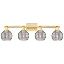 Athens Deco Swirl 36"W 4 Light Satin Gold Bath Light w/ Smoke Shade
