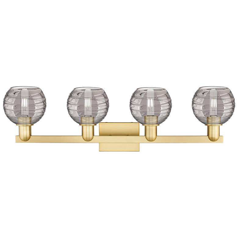 Image 2 Athens Deco Swirl 36"W 4 Light Satin Gold Bath Light w/ Smoke Shade more views