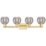 2_Athens Deco Swirl 36"W 4 Light Satin Gold Bath Light w/ Smoke Shade more views