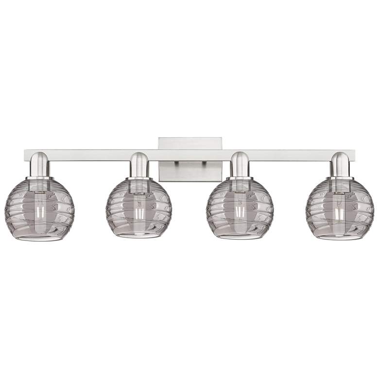 Image 1 Athens Deco Swirl 36"W 4 Light Satin Nickel Bath Light w/ Smoke Shade