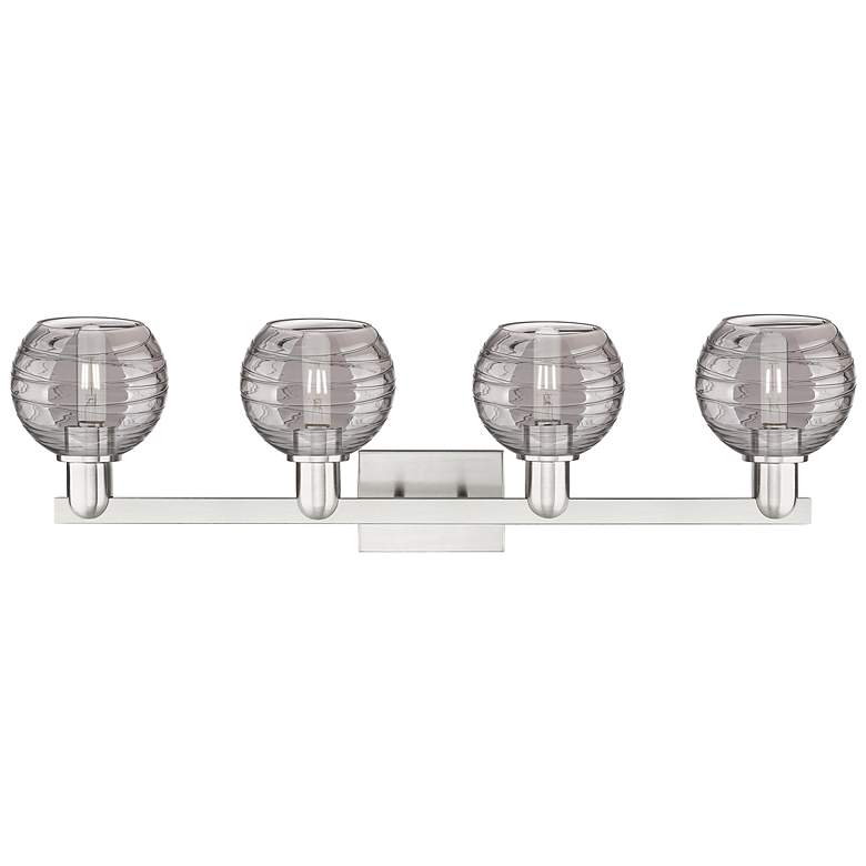 Image 2 Athens Deco Swirl 36"W 4 Light Satin Nickel Bath Light w/ Smoke Shade more views