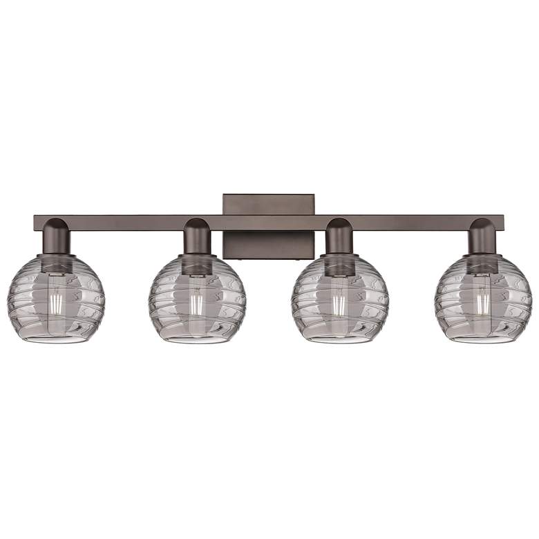 Image 1 Athens Deco Swirl 36"W 4-Lt Oil Rubbed Bronze Bath-Lt w/ Smoke Shade