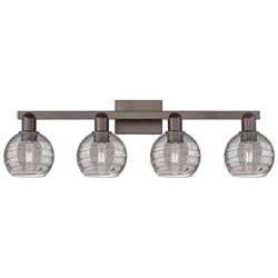 Athens Deco Swirl 36"W 4-Lt Oil Rubbed Bronze Bath-Lt w/ Smoke Shade