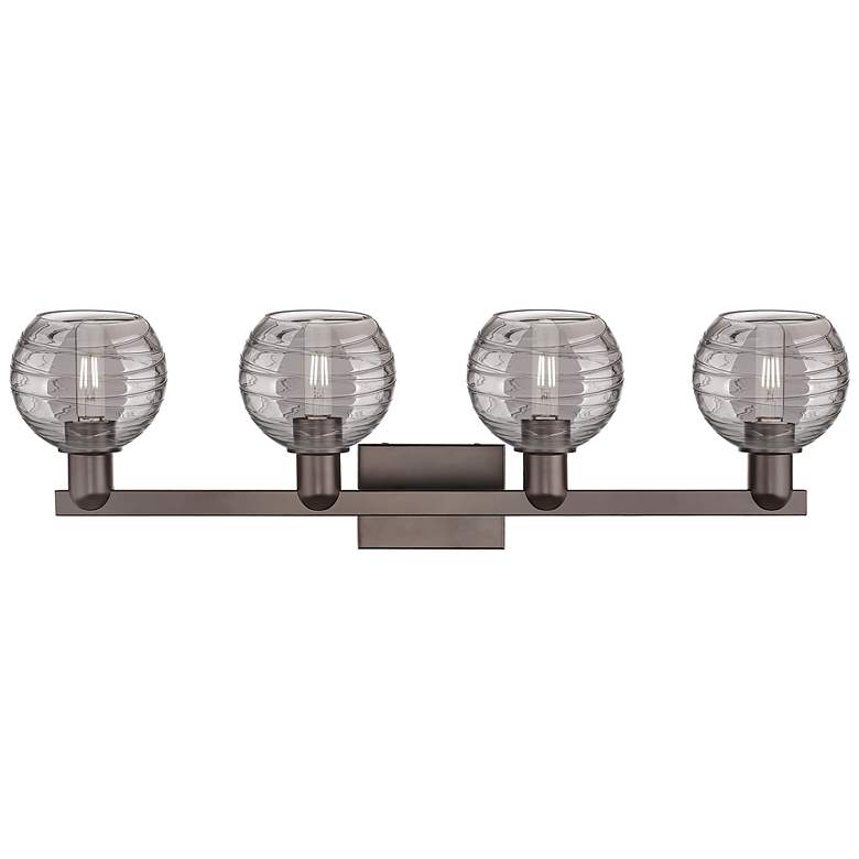 Image 2 Athens Deco Swirl 36"W 4-Lt Oil Rubbed Bronze Bath-Lt w/ Smoke Shade more views