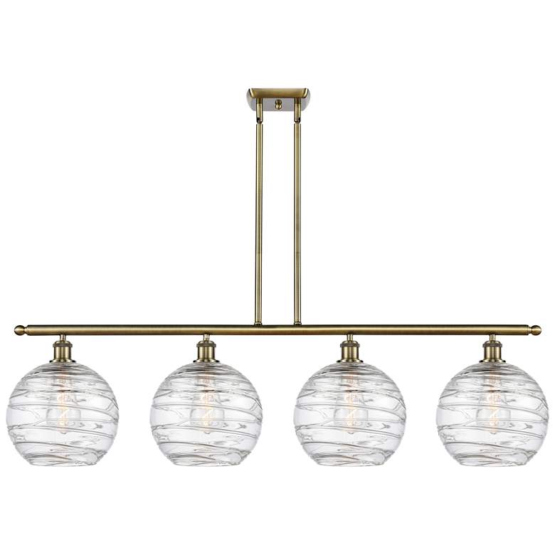 Image 1 Athens Deco Swirl 4 Light 48" Wide Island Light Antique Brass
