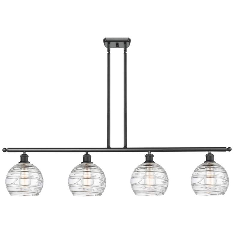 Image 1 Athens Deco Swirl 48"W Matte Black 4-Light Linear Pendant
