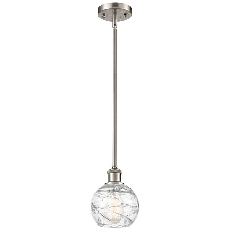 Image 1 Athens Deco Swirl 6" LED Mini Pendant - Brushed Satin Nickel - Clear