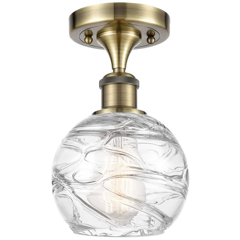 Image 1 Athens Deco Swirl 6" Semi-Flush Mount - Antique Brass - Clear Deco Sw