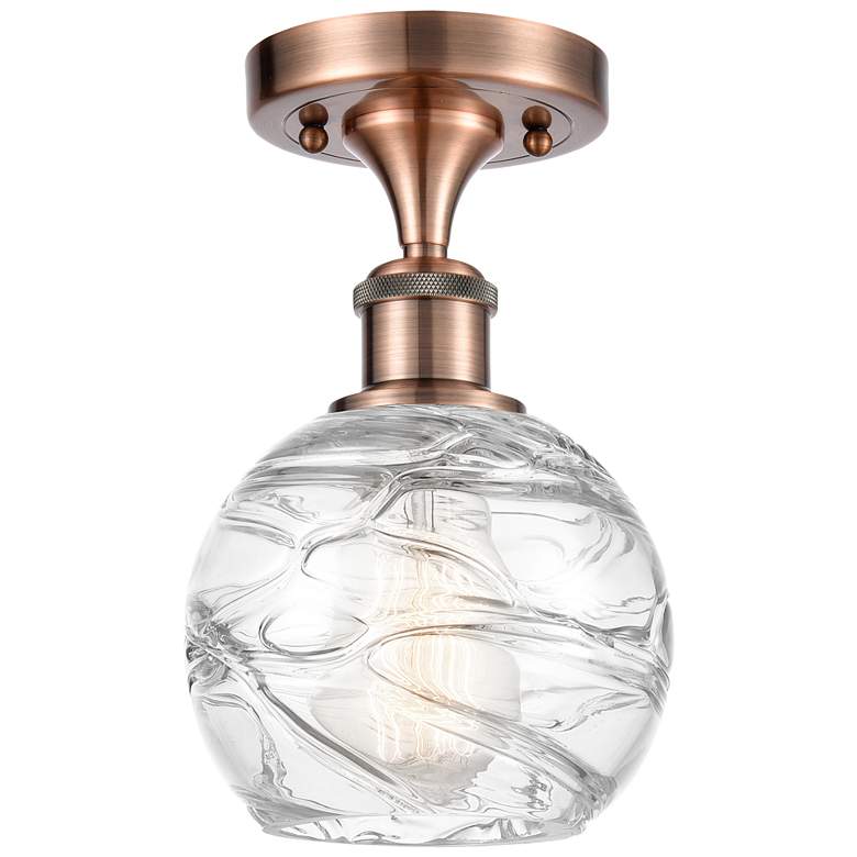 Image 1 Athens Deco Swirl 6" Wide Antique Copper Ceiling Light