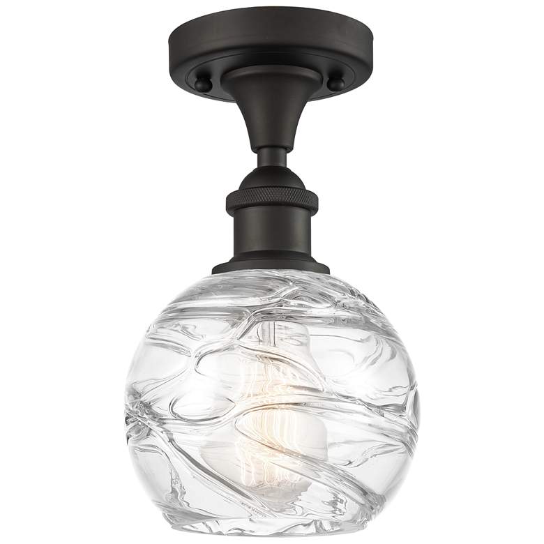 Image 1 Athens Deco Swirl 6" Wide Bronze Semi Flush Mount w/ Deco Swirl Shade