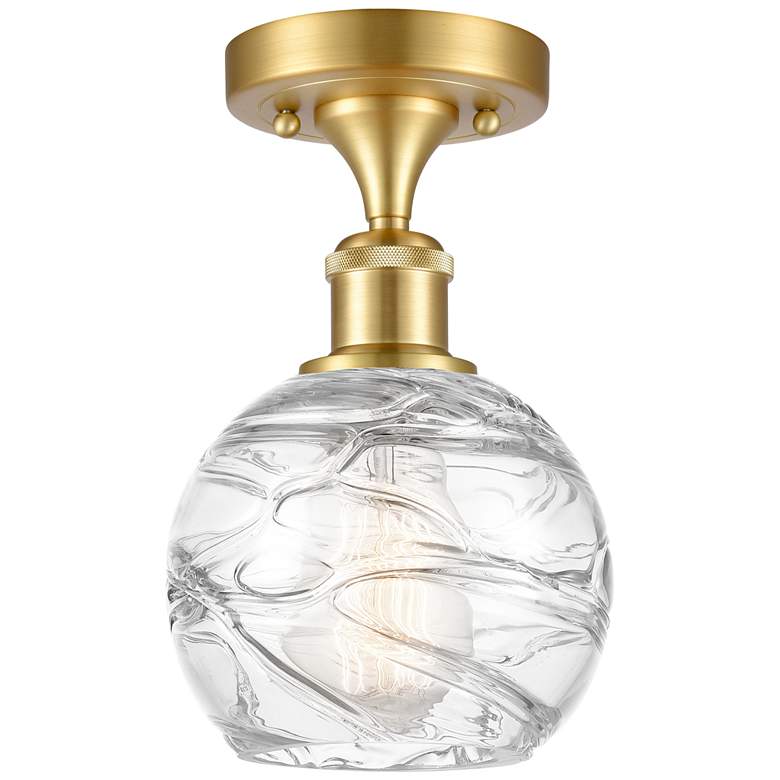 Image 1 Athens Deco Swirl 6" Wide Gold Semi Flush Mount w/ Deco Swirl Shade
