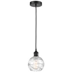 Athens Deco Swirl 6" Wide Matte Black Mini Pendant