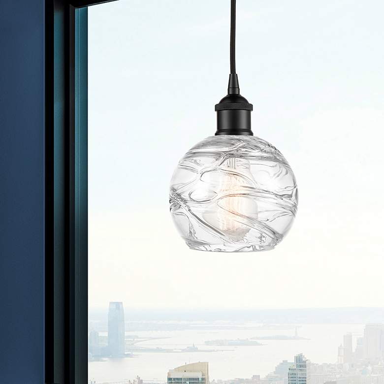 Image 3 Athens Deco Swirl 6" Wide Matte Black Mini Pendant more views