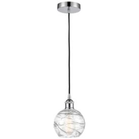 Athens Deco Swirl 6" Wide Polished Chrome Cord Hung Mini Pendant Athens Deco Swirl 6" Wide Polished Chrome Cord Hung Mini Pendant