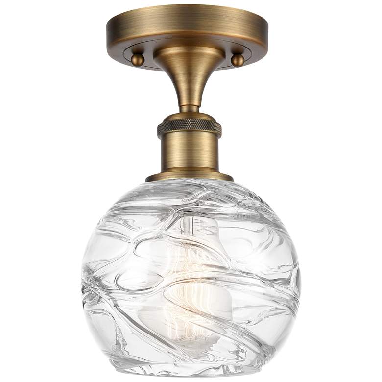 Image 1 Athens Deco Swirl 6"W Brushed Brass Semi Flush Mount w/ Deco Swirl Sha