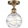 Athens Deco Swirl 6"W Brushed Brass Semi Flush Mount w/ Deco Swirl Sha