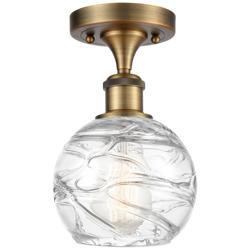 Athens Deco Swirl 6"W Brushed Brass Semi Flush Mount w/ Deco Swirl Sha