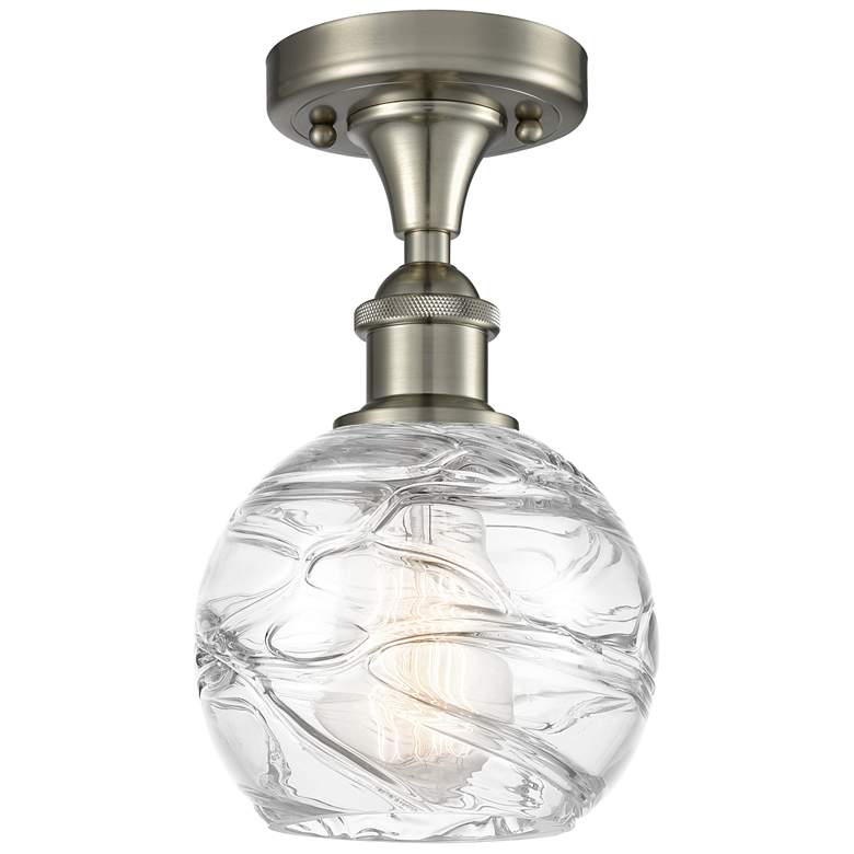 Image 1 Athens Deco Swirl 6"W Brushed Nickel Semi Flush Mount w/ Deco Swirl Sh