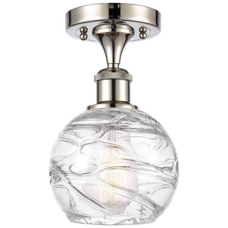 Image 1 Athens Deco Swirl 6"W Polished Nickel Semi Flush Mount w/ Deco Swirl S