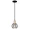 Athens Deco Swirl 6"W Black Brass Cord Mini Pendant w/ Smoke Shade