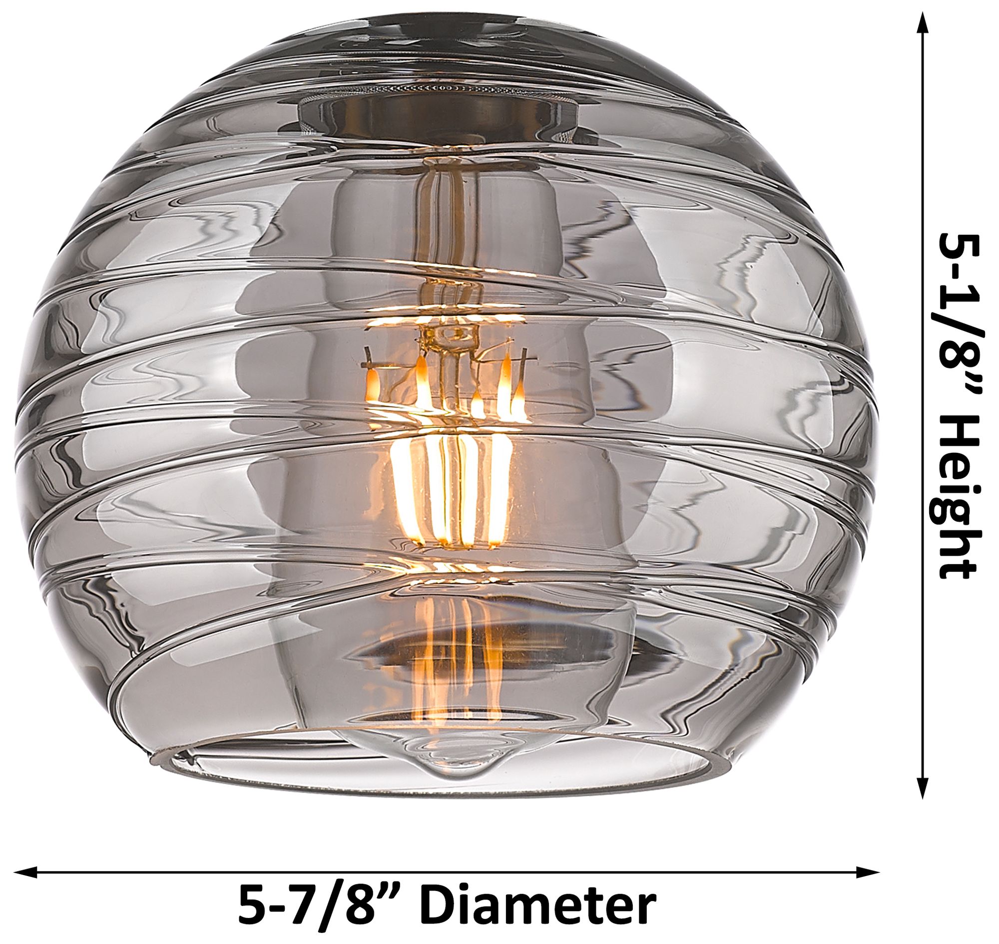 Image 2 Athens Deco Swirl 6"W Black Brass Semi.Flush w/ Smoke Swirl Shade more views