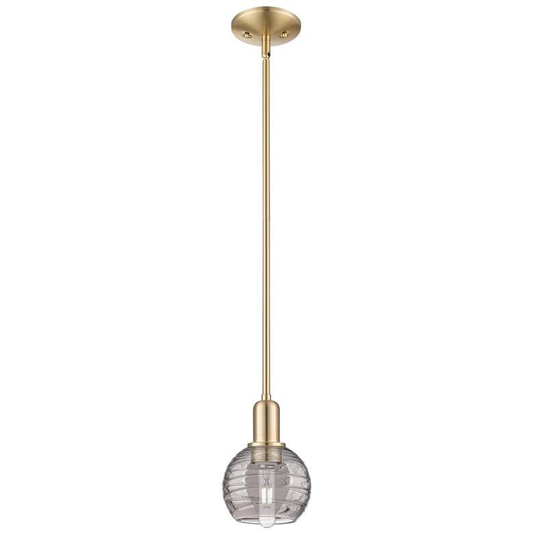 Image 1 Athens Deco Swirl 6"W Champagne Stem Mini Pendant w/ Light Smoke Shade