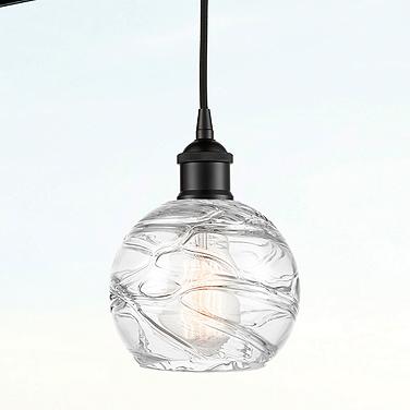 Athens Deco Swirl 6" Wide Matte Black Mini Pendant