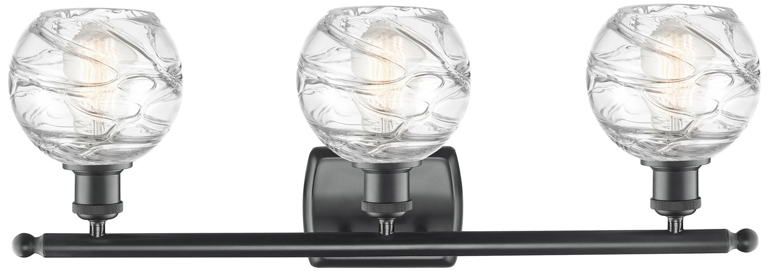 Image 2 Athens Deco Swirl 8" 3 Light 26" LED Bath Light - Black - Clear D more views