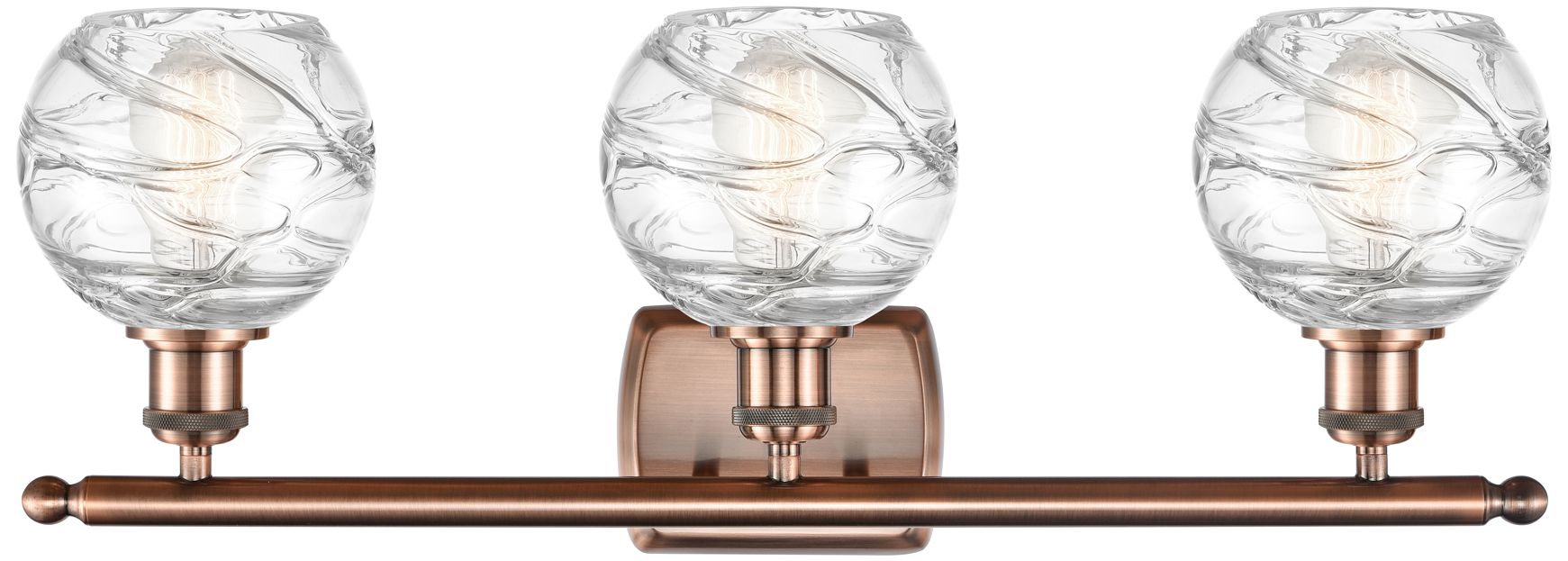 Image 5 Athens Deco Swirl 8" 3 Light 26" LED Bath Light - Copper - Clear  more views
