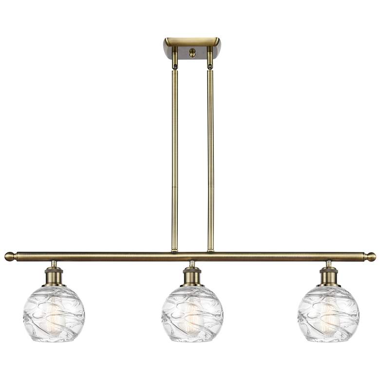Image 1 Athens Deco Swirl 8" 3 Light 36" LED Island Light - Brass - Clea
