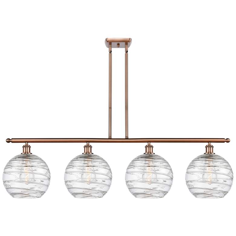 Image 1 Athens Deco Swirl 8" 4 Light 48" Island Light - Copper - Clear D
