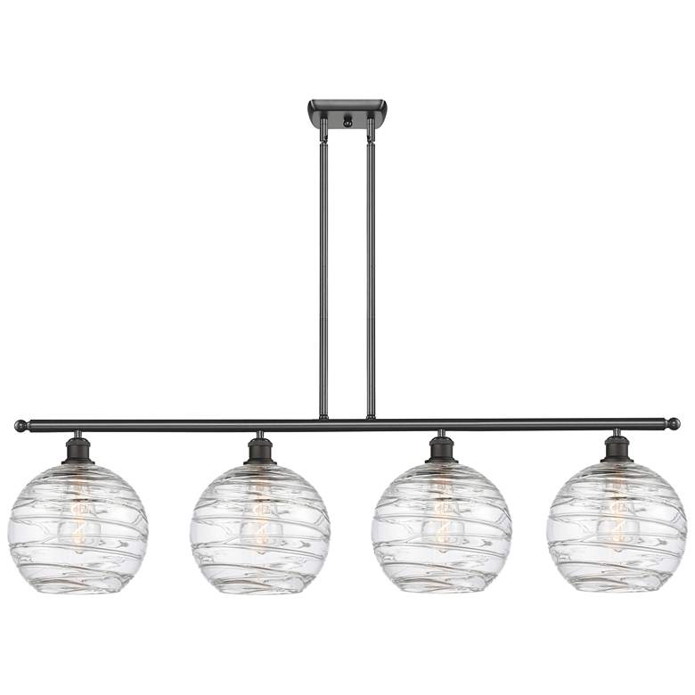 Image 1 Athens Deco Swirl 8" 4 Light 48" Island Light - Oil Rubbed Bronze