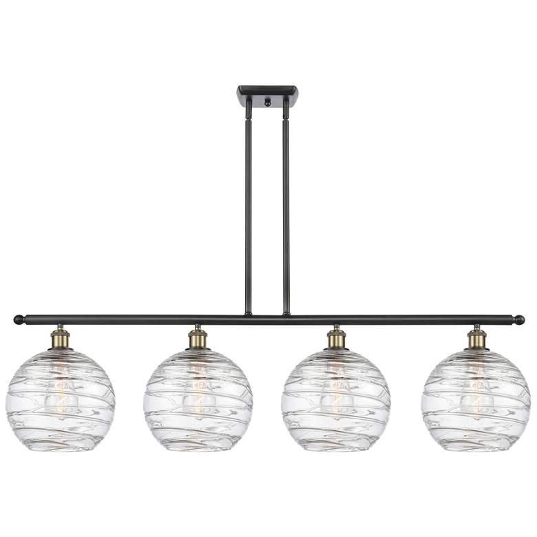 Image 1 Athens Deco Swirl 8" 4 Light 48" LED Island Light - Black Brass