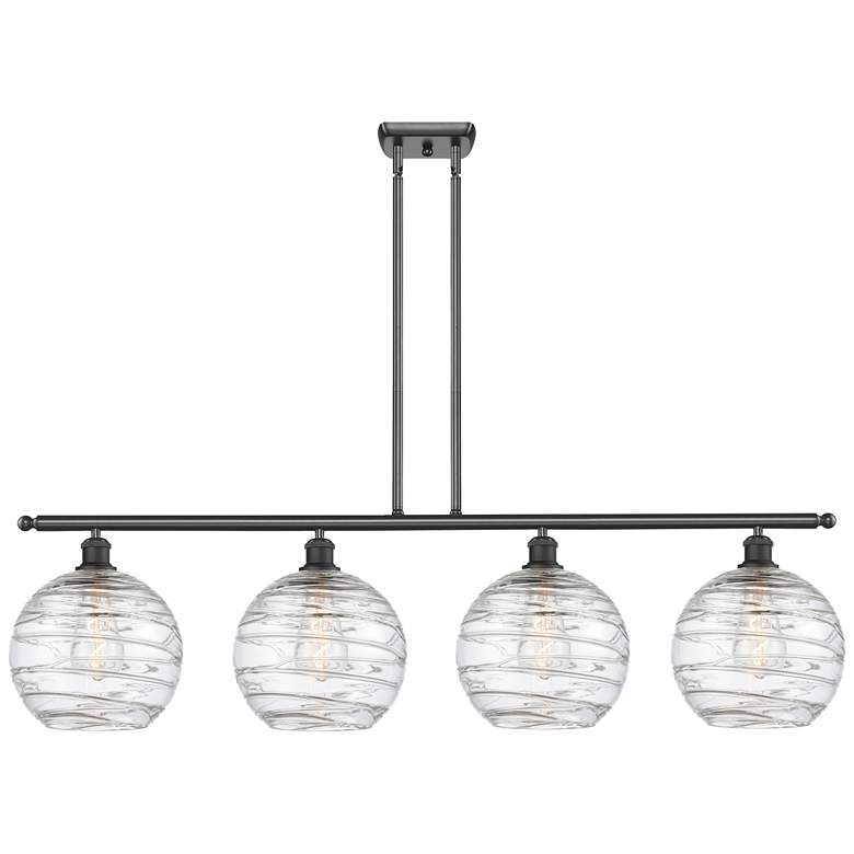 Image 1 Athens Deco Swirl 8" 4 Light 48" LED Island Light - Matte Black