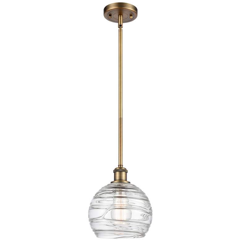 Image 1 Athens Deco Swirl 8" LED Mini Pendant - Brushed Brass - Clear Deco Swi